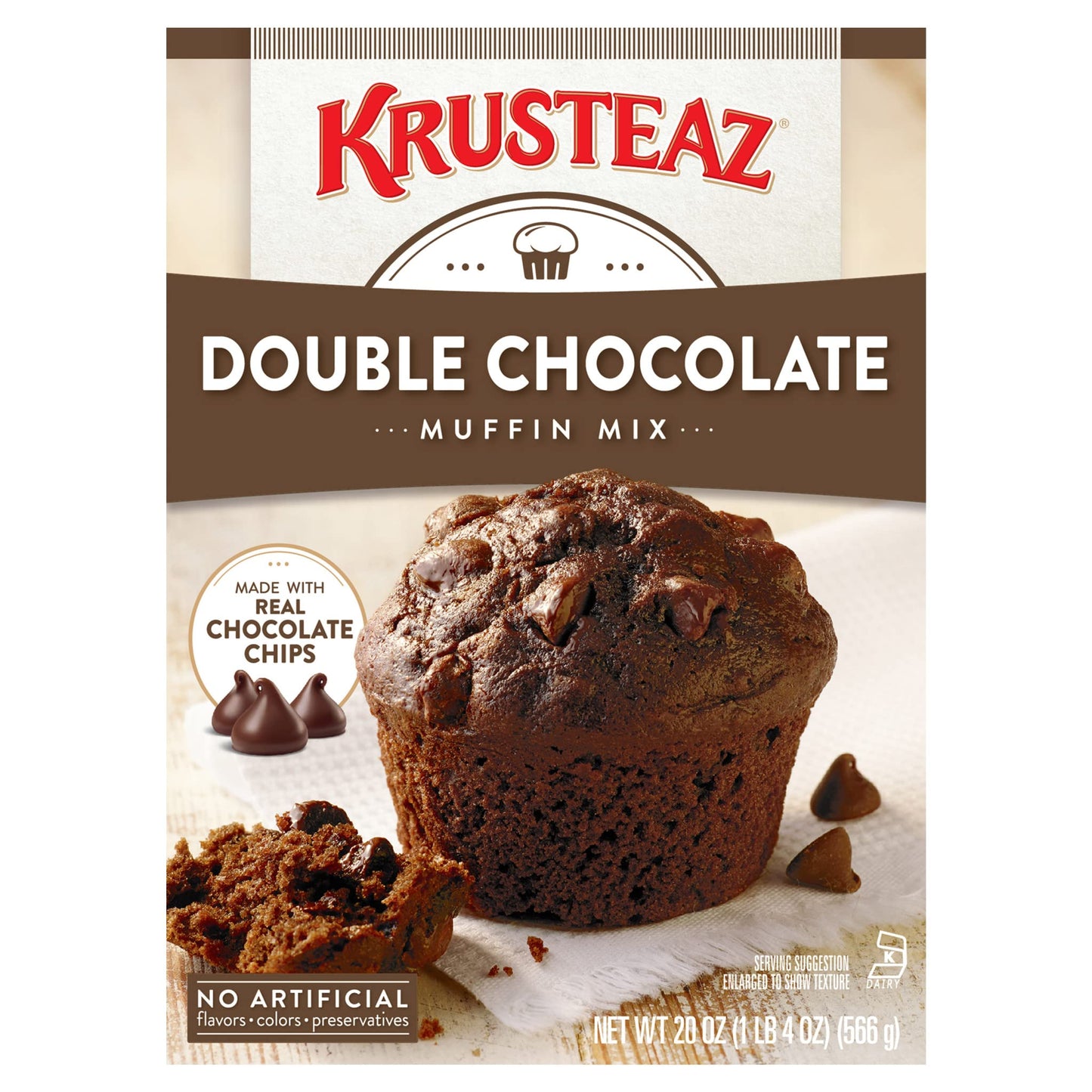 Krusteaz Double Chocolate Muffin Mix with Real Chocolate Chips, 20 Ounce Box (Pack of 4)