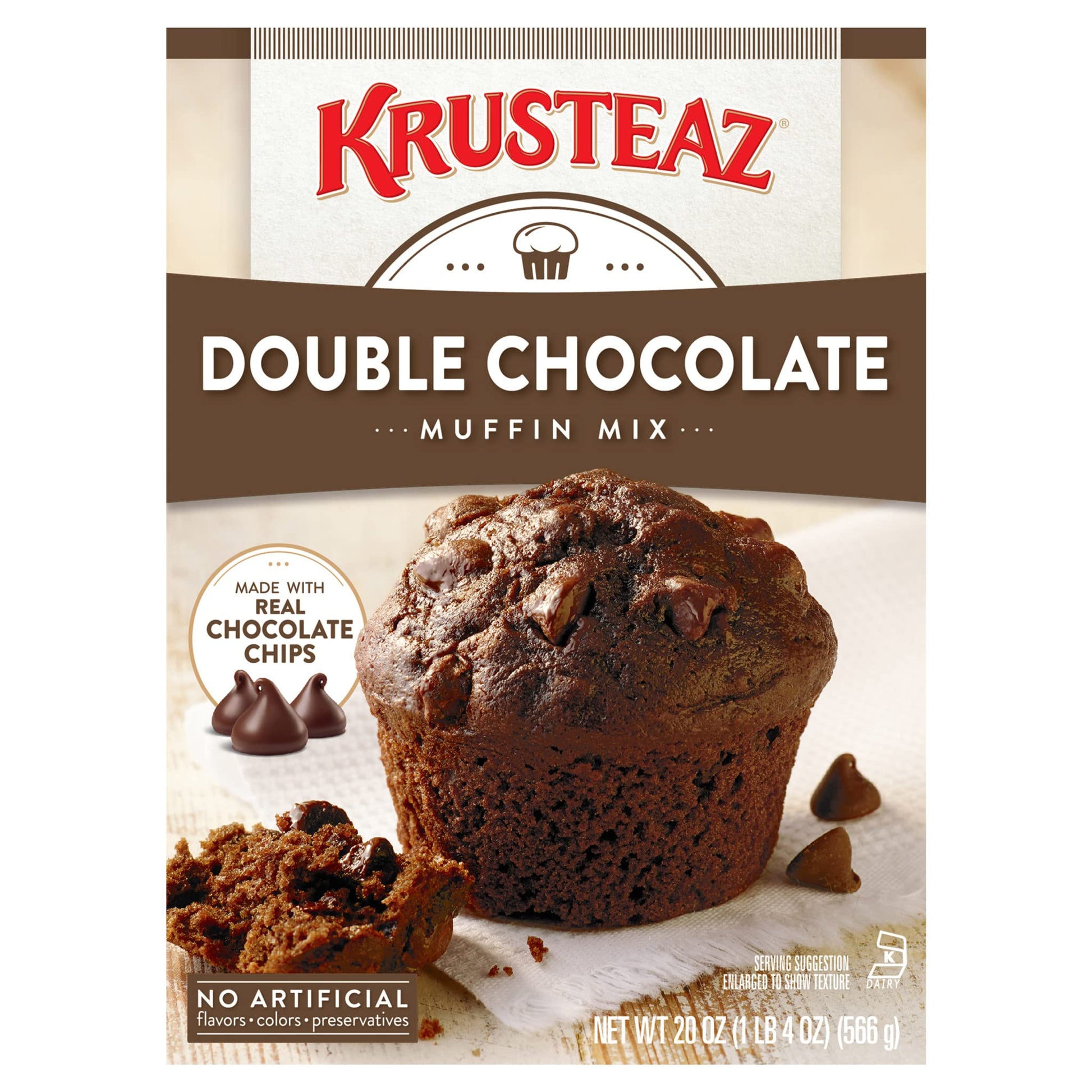 Krusteaz Double Chocolate Muffin Mix with Real Chocolate Chips, 20 Ounce Box (Pack of 4)