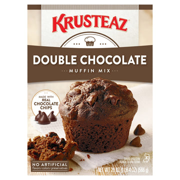 Krusteaz Double Chocolate Muffin Mix with Real Chocolate Chips, 20 Ounce Box (Pack of 4)
