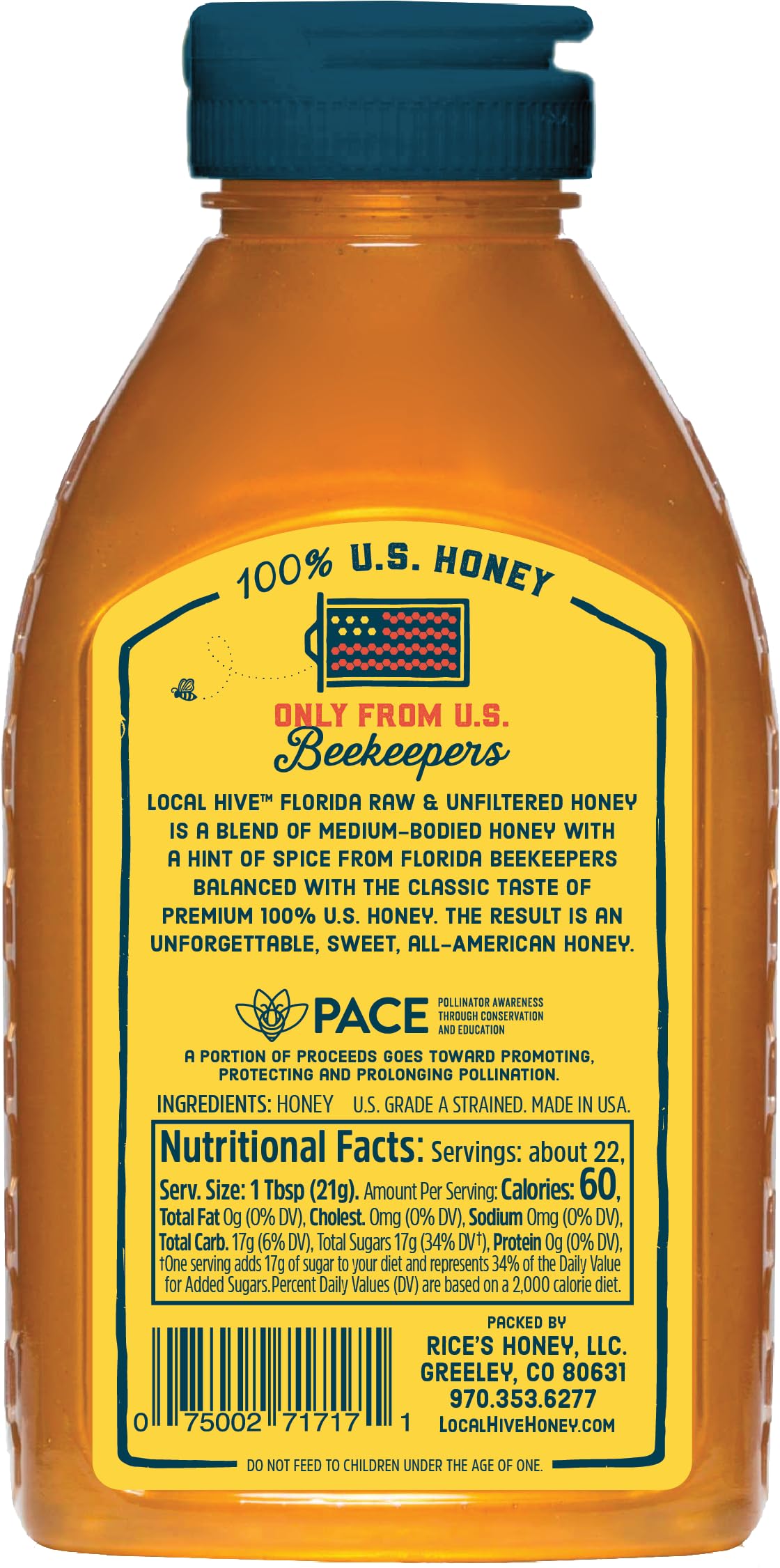 Local Hive Rocky Florida Unfiltered Honey 16Oz. 100% Us Honey Sourced From American Bees And Beekeepers.