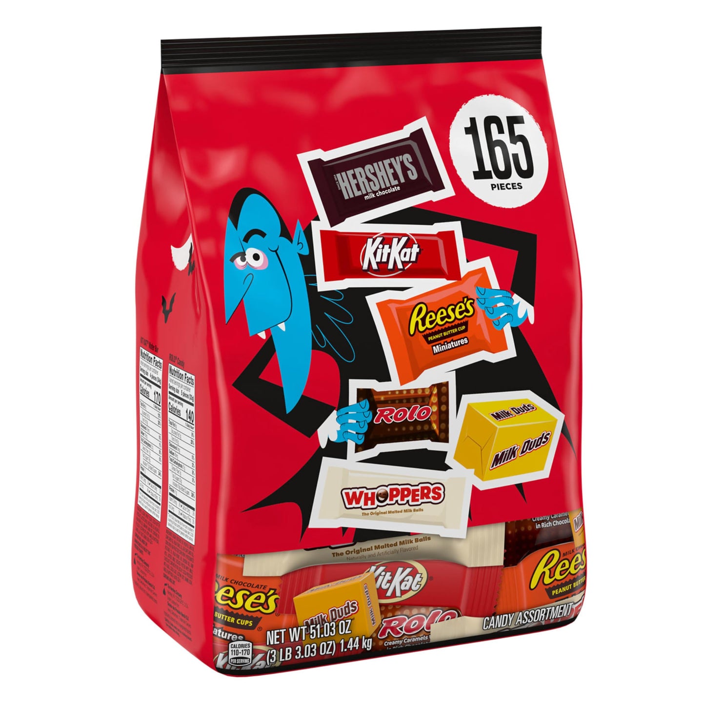 HERSHEYS Assorted Flavored  Halloween Candy Bulk Bag  51.03 oz (165 Pieces)