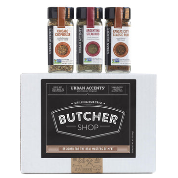 Urban Accents BUTcHER SHOP gourmet grilling Spices Rub gift Basket (Set of 3) - Ultimate BBQ Rubs and Sauces gift for grill Mast