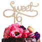 Sweet 16 Cake Topper For 16 Years Birthday Or 16Th Wedding Anniversary Crystal Rhinestone Party Decoration Silver (Gold)