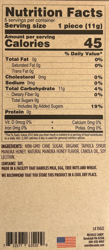 Melville Candy Honey Spoons [For Tea Lovers] Gluten-Free 5 Count (Manuka)