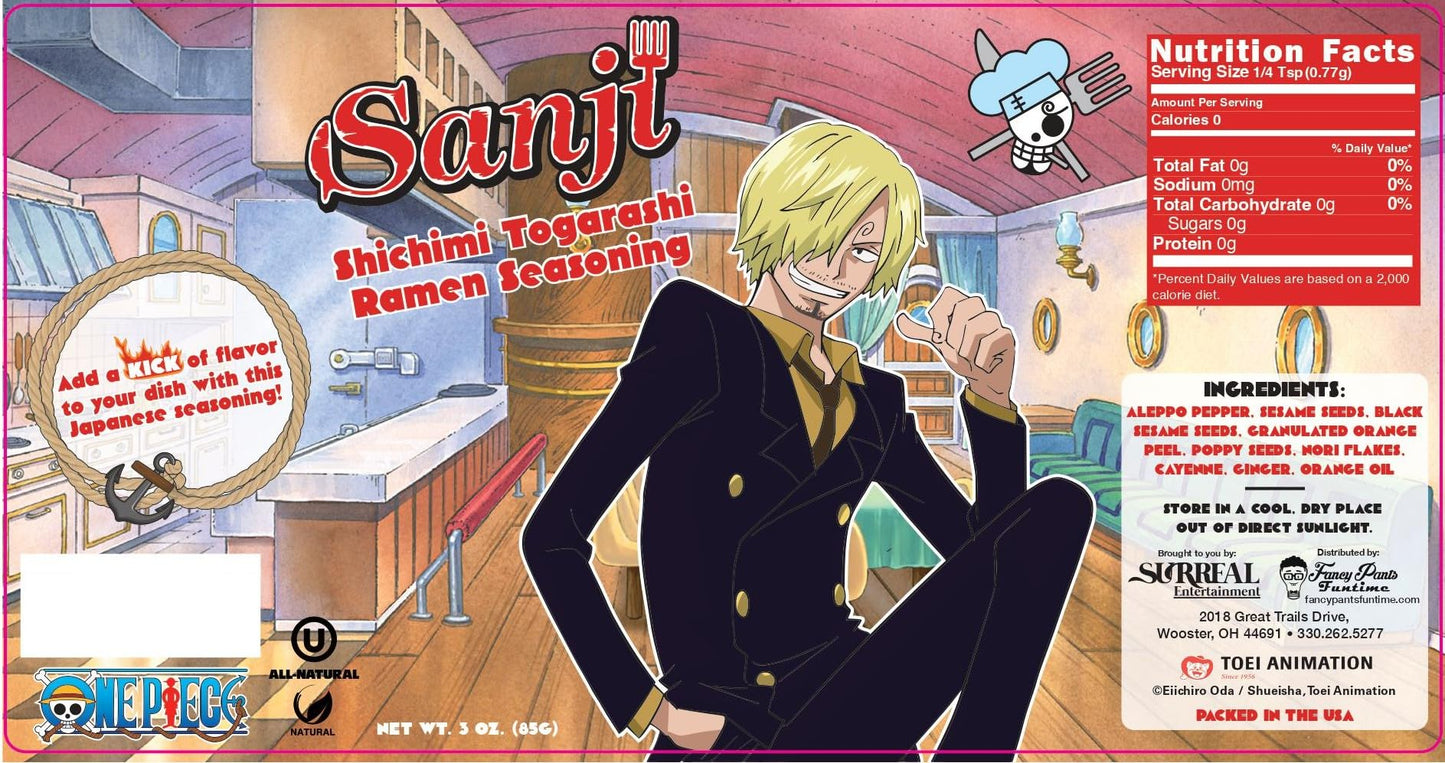 One Piece Sanji Shichimi Togarashi Spicy Ramen Seasoning Powder - Japanese Spice - Officially Licensed, 3.3 Oz Bottle (Pack Of 1