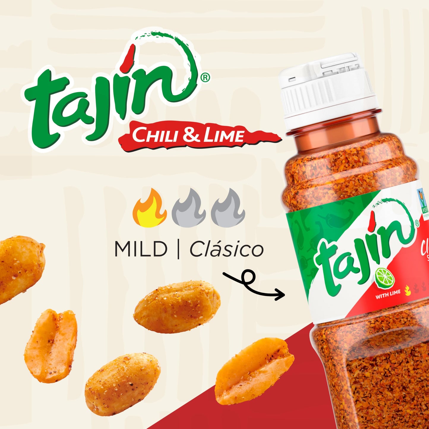 Snak Club Tajin Peanuts, Roasted Nuts with Chili and Lime Seasoning, Mild, Gluten-Free and Kosher Snacks, No Artificial Colors o