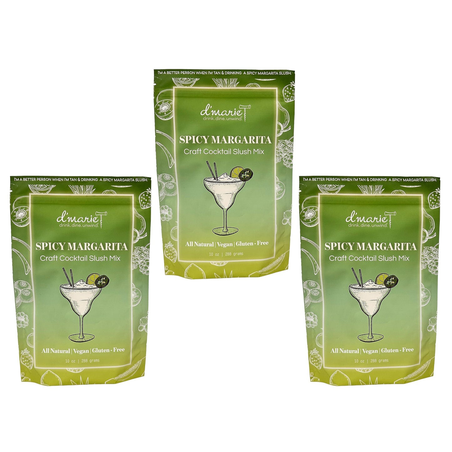 DMARIE Frozen Cocktail Drink Mix - Makes 10 Margarita Slushies - All Natural Low Sugar - 10 Ounce (Pack of 3)