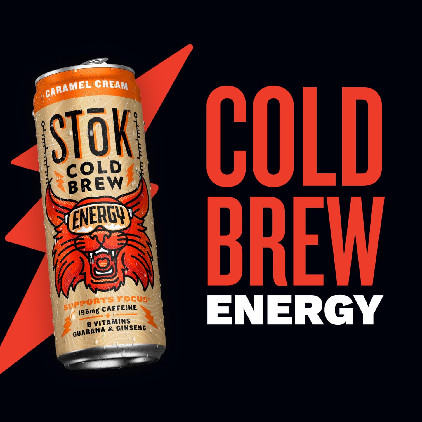 SToK Cold Brew Energy Caramel Cream  Energy Coffee Beverage with 195mg Caffeine to Help Support Focus  Canned Coffee with B-Vitamins  Guarana and Ginseng  11 fl oz  12pk