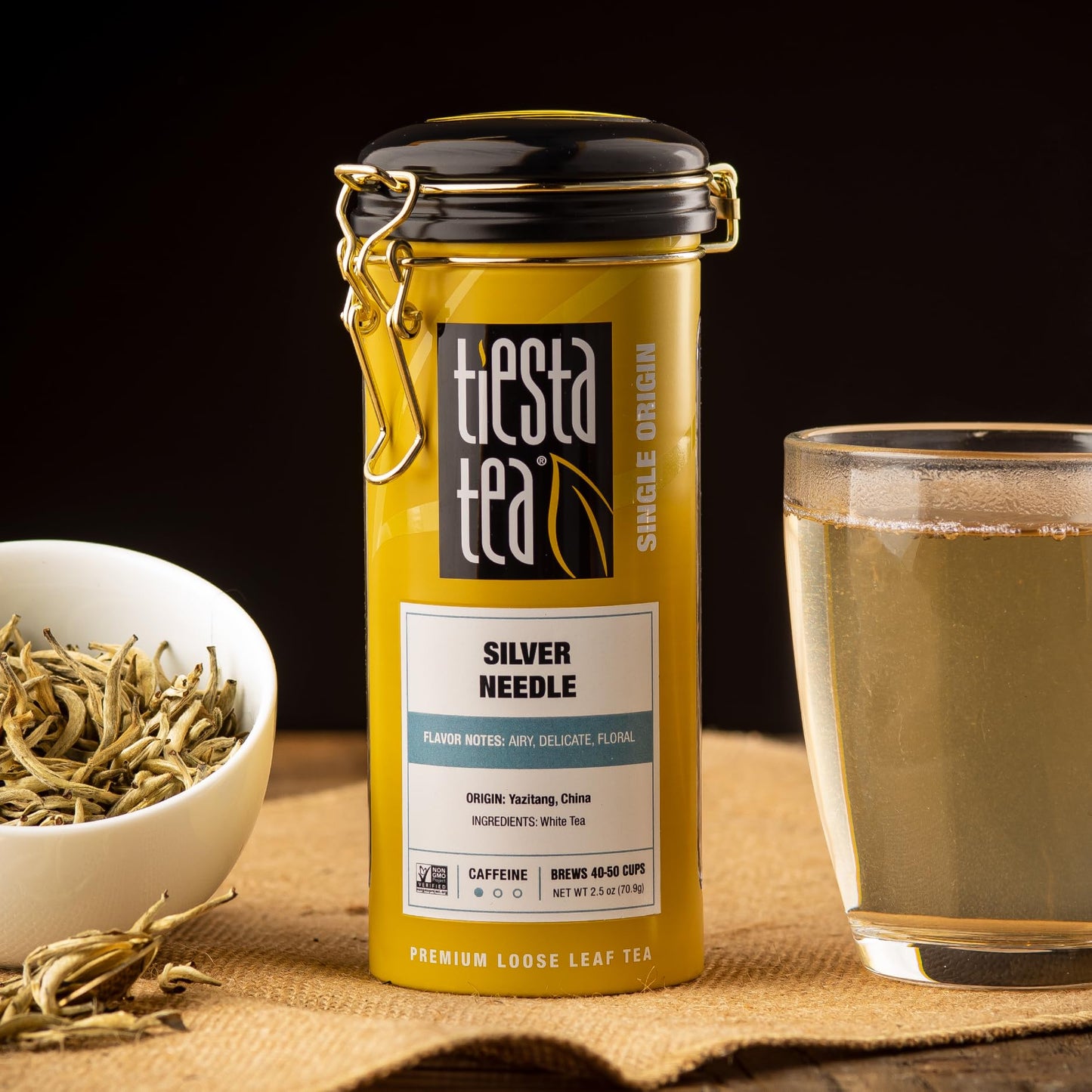 Tiesta Tea Silver Needle White Tea | Premium Loose Leaf | 100% Pure | Low Caffeine | 2.5oz Tin - Brews Up to 50 Cups