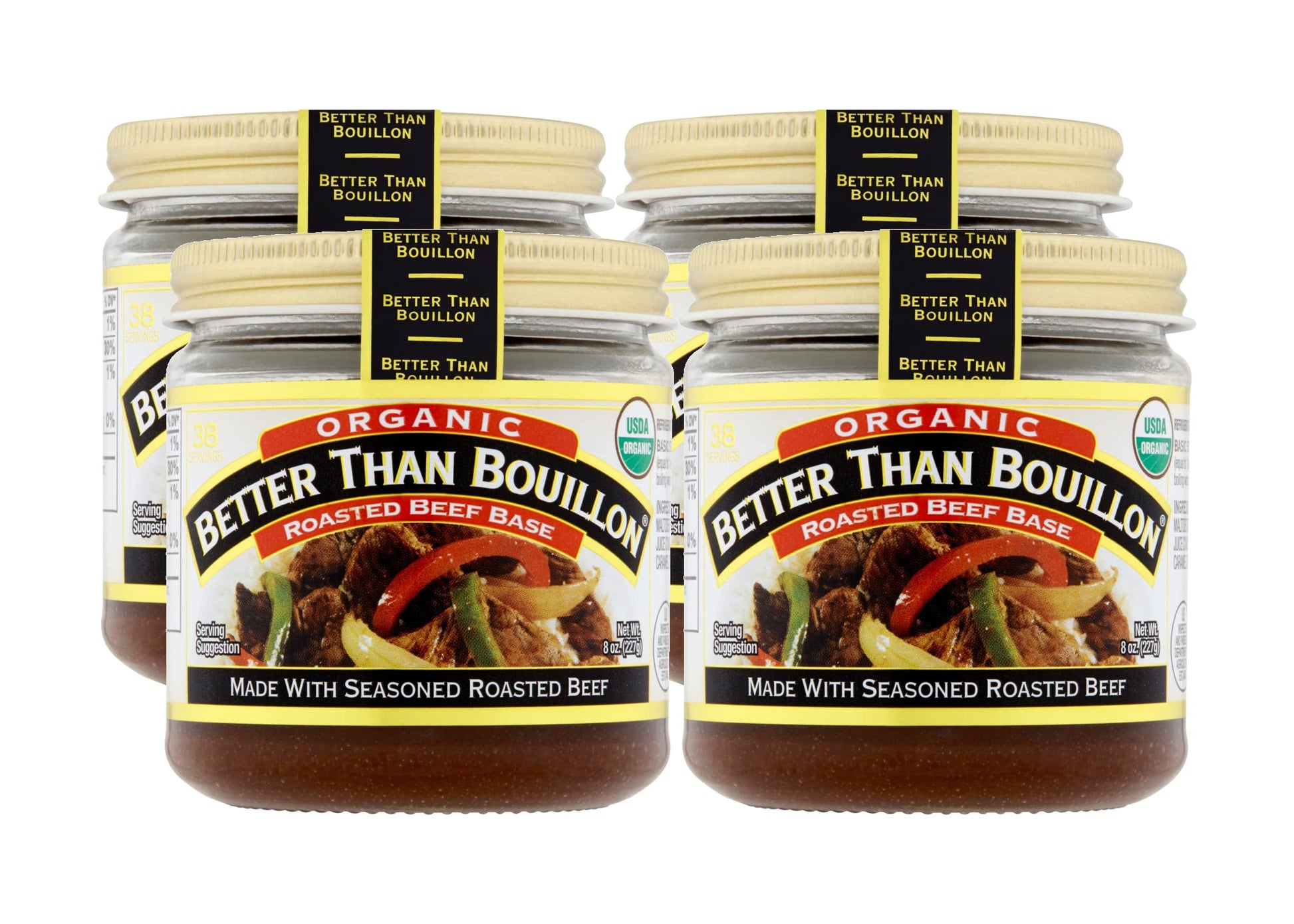 Better Than Bouillon Organic Roasted Beef Base, 8 oz (Pack of 4), USDA Organic, Blendable Flavor Enhancer