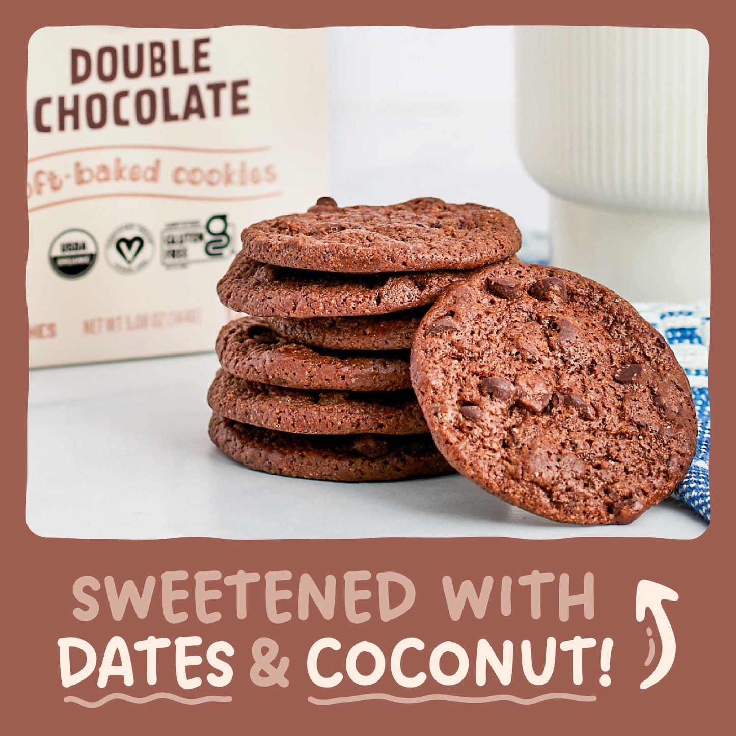 Skout Organic Double Chocolate Soft Baked Cookie (3 Pack) | Soft Baked Cookies | Plant-Based | Vegan | Gluten, Dairy, & Soy Free
