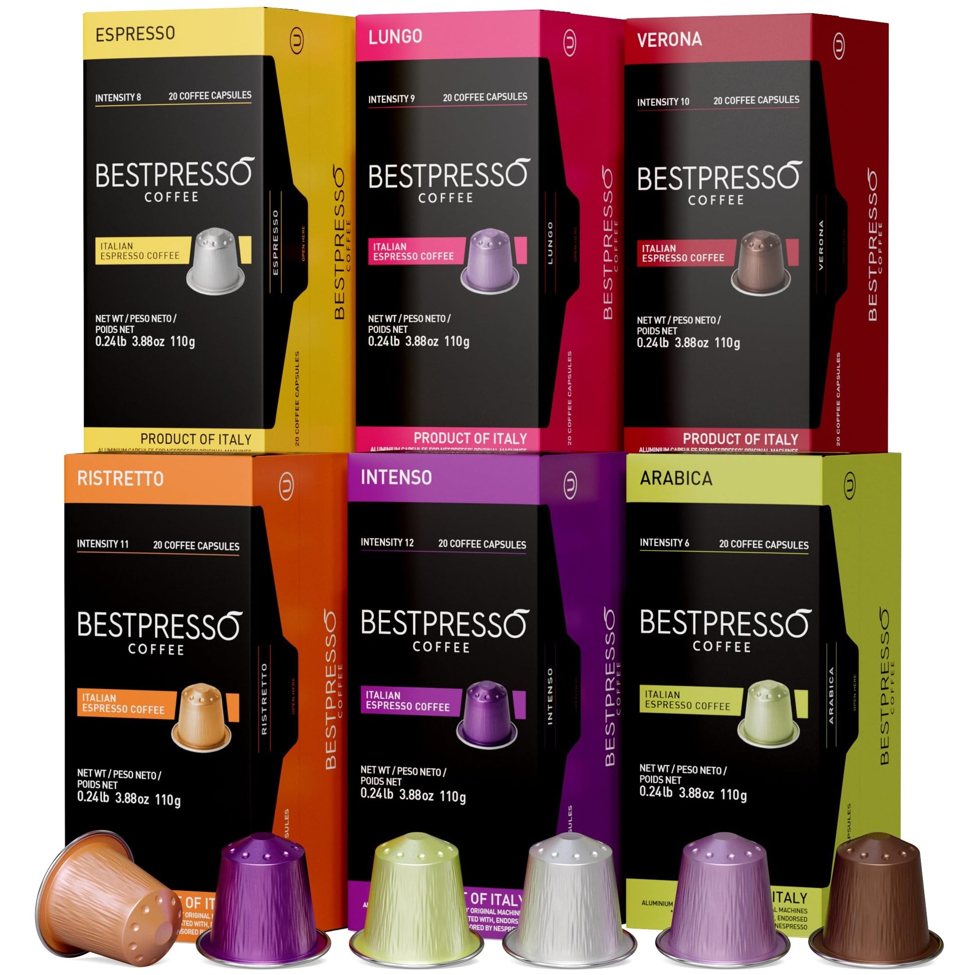 Bestpresso Coffee Pods for Nespresso OriginalLine, 120 Count Variety Pack