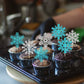 YCTHUNFISH 30 Pack Cupcake Toppers - Glitter Snowflake Picks - Light Blue - Perfect for Christmas, Baby Shower, Kids Birthday Party