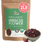 Jiva Organics Organic Hibiscus Flowers - 100% Pure, Gluten Free, Non GMO, Caffeine Free, 2 LB Jumbo Bulk Bag