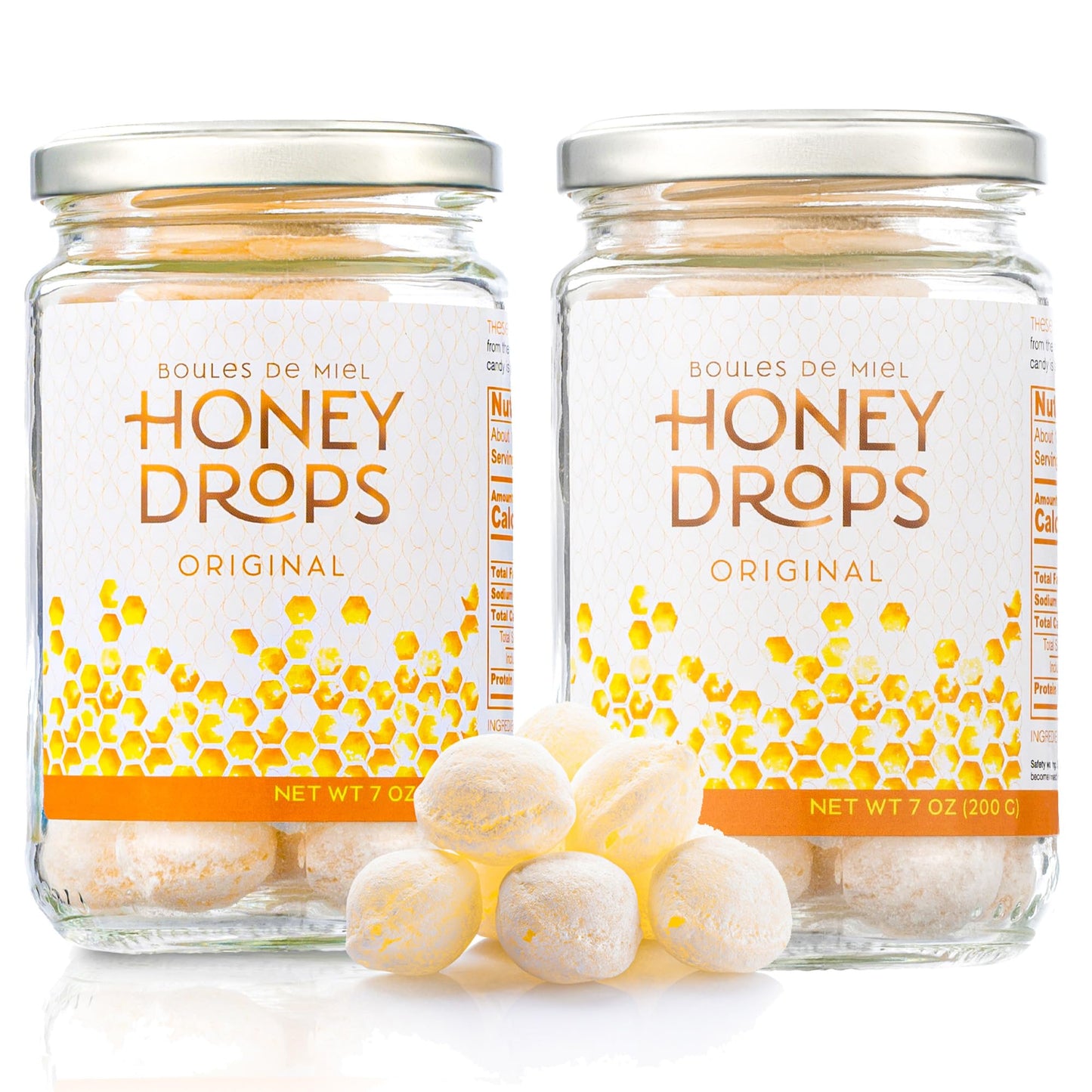 Gourmanity Honey Drops - Hard Honey Candy with Surprise Filling, 7oz Pack of 2