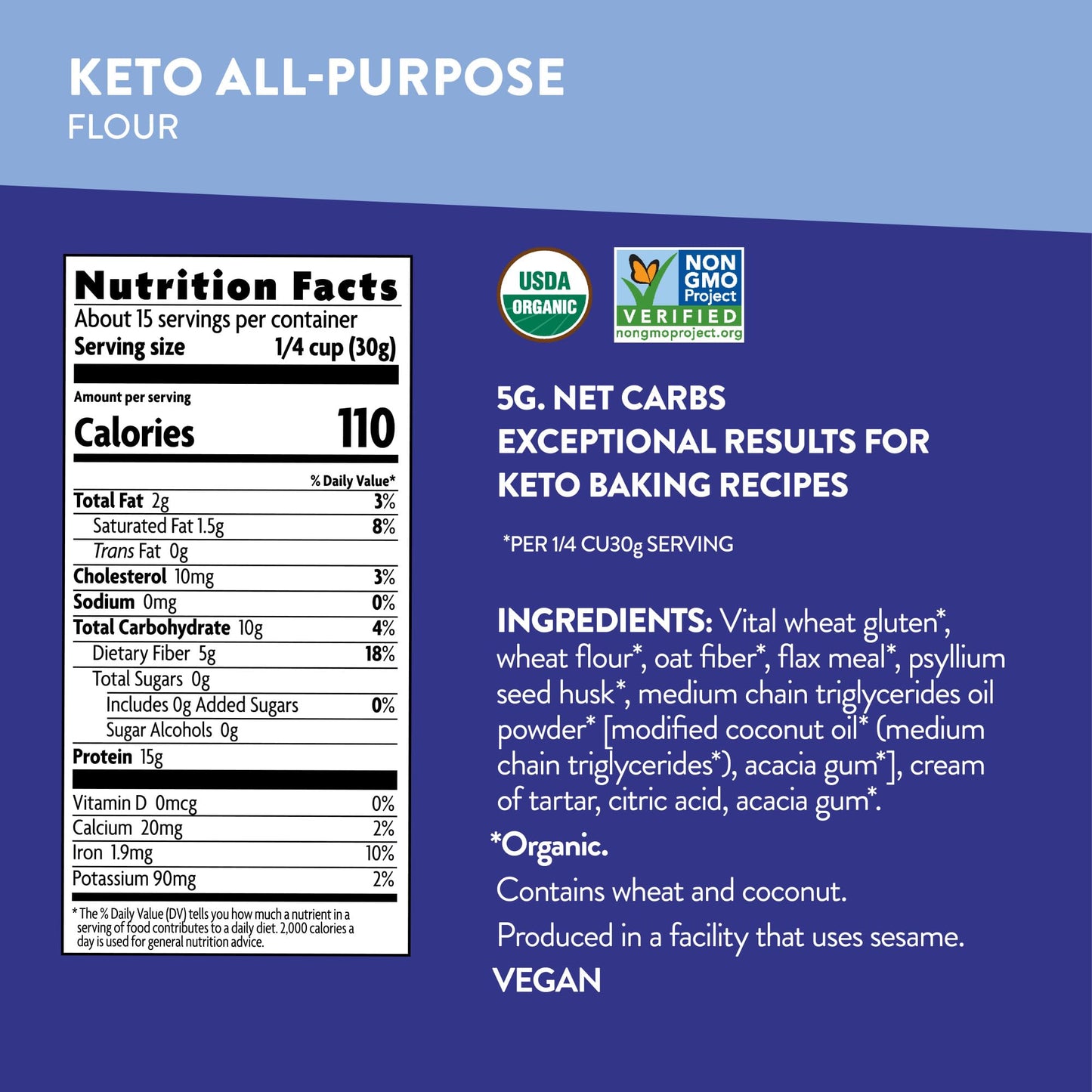 Natures Path Organic Keto All-Purpose Flour, 16 oz (Pack of 1), Non-GMO