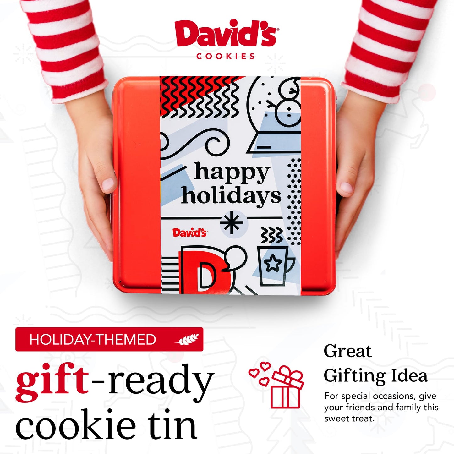 Davids Cookies Butter Pecan Meltaways Flavored Cookies With Crunchy Pecans In A Happy Holidays Themed Tin Gift Box - Deliciously