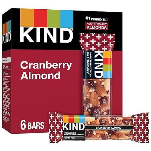 KIND Nut Bars, Cranberry Almond, Healthy Snacks, Good Source of Fiber, Gluten Free, 5g Protein, 6 Count