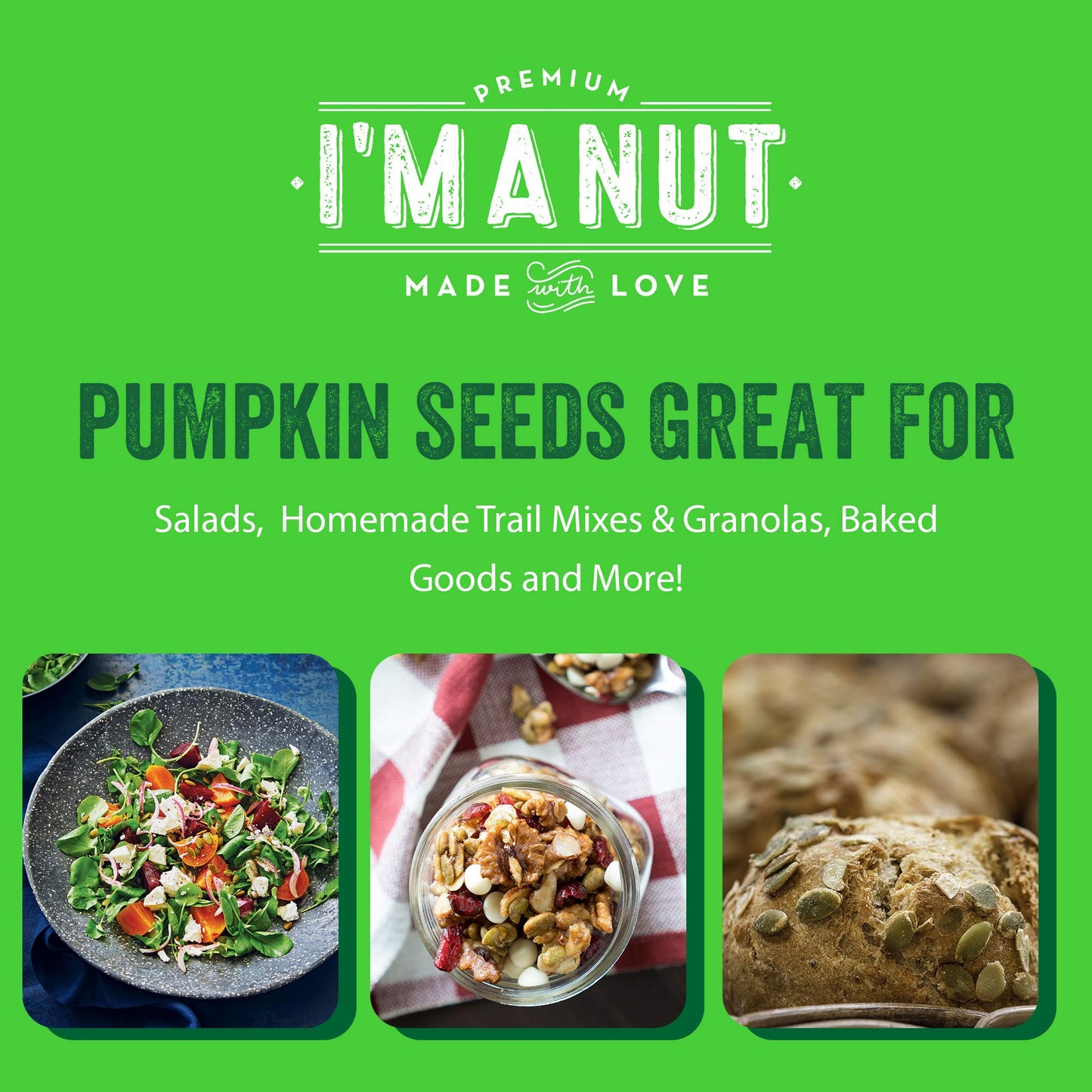 Raw Pumpkin Seeds (Papitas) 48 oz (3 lb) | No Preservatives | Batch Tested Gluten & Peanut Free | Non-GMO | NO PPO | 100% Natural | Resealable Bag | BULK Size | Healthy | enhanced Grade