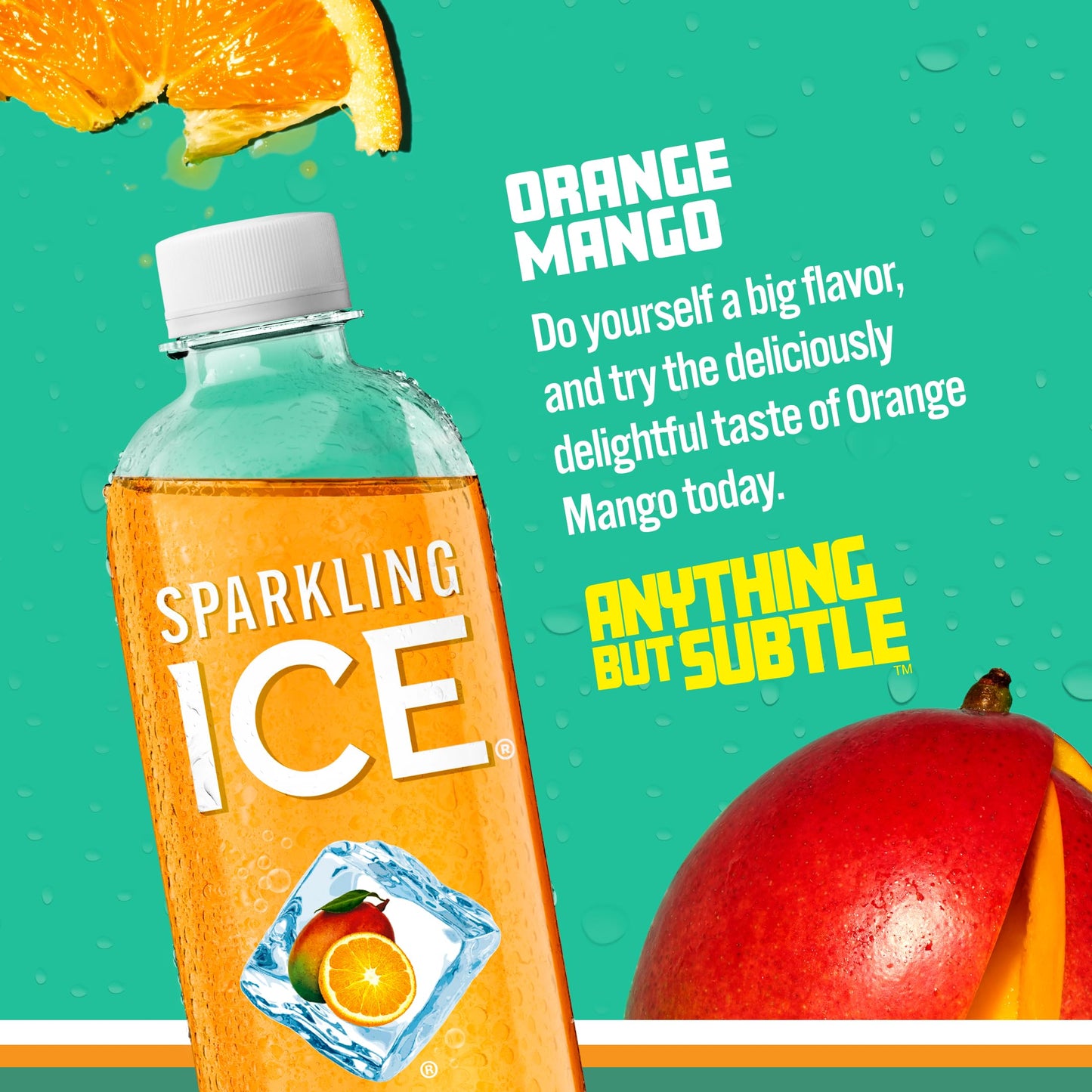 Sparkling Ice Orange Mango Sparkling Water, Zero Sugar, 17 Fl Oz Bottles, Pack of 12