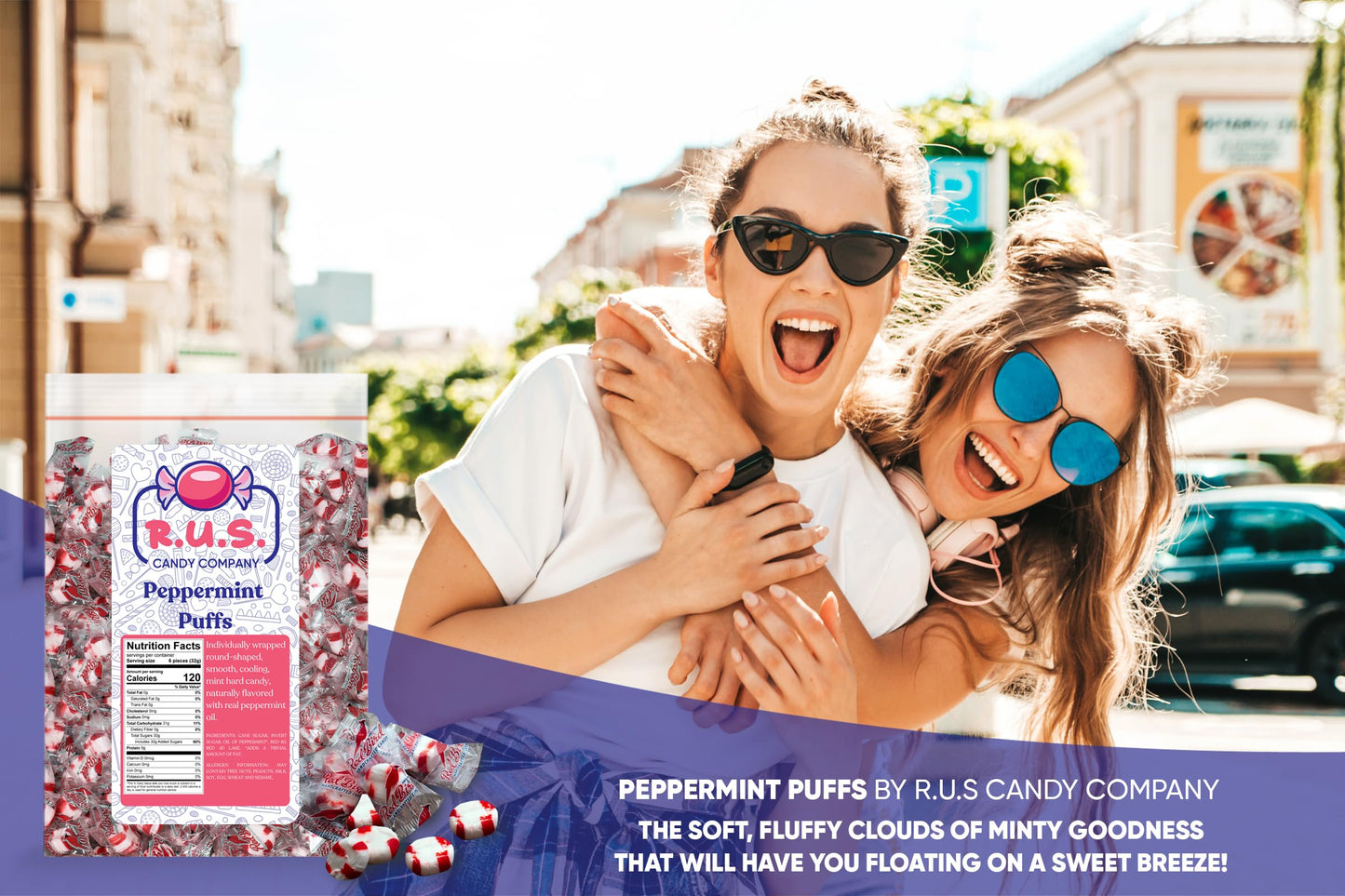 R.U.S. Candy Company Peppermint Puffs Candy - 5 Pound Bag - Refreshing Soft Candy Perfect For Parties And Holiday Celebrations (