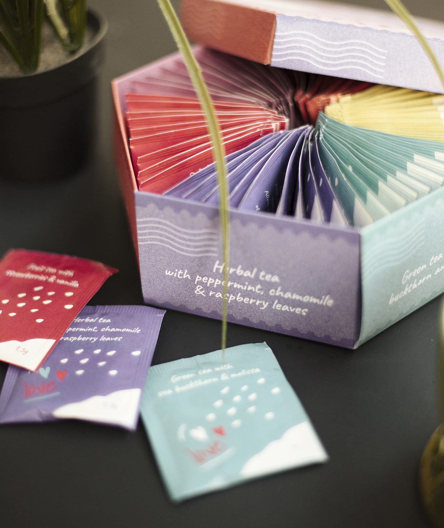 ACORUS | Loveland Tea Set | Natural Assorted Tea Hamper Box | Set of 6 flavors | Surprise your loved ones | Valentines box | Lar