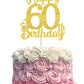 60 Birthday Cake Toppers - Gold Glitter, Sixty, 60Th Birthday Decorations