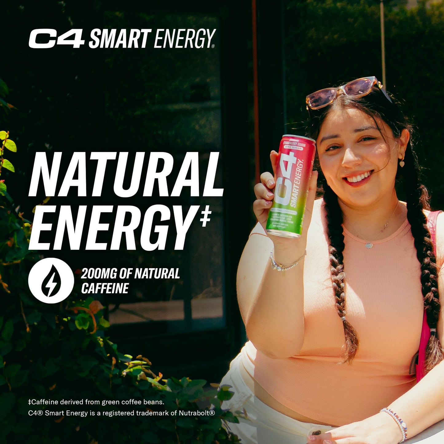 C4 Smart Energy Drink - Boost Focus and Energy with Zero Sugar  Natural Energy  and Nootropics - 200mg Caffeine - Peach Mango (12oz Pack of 12)
