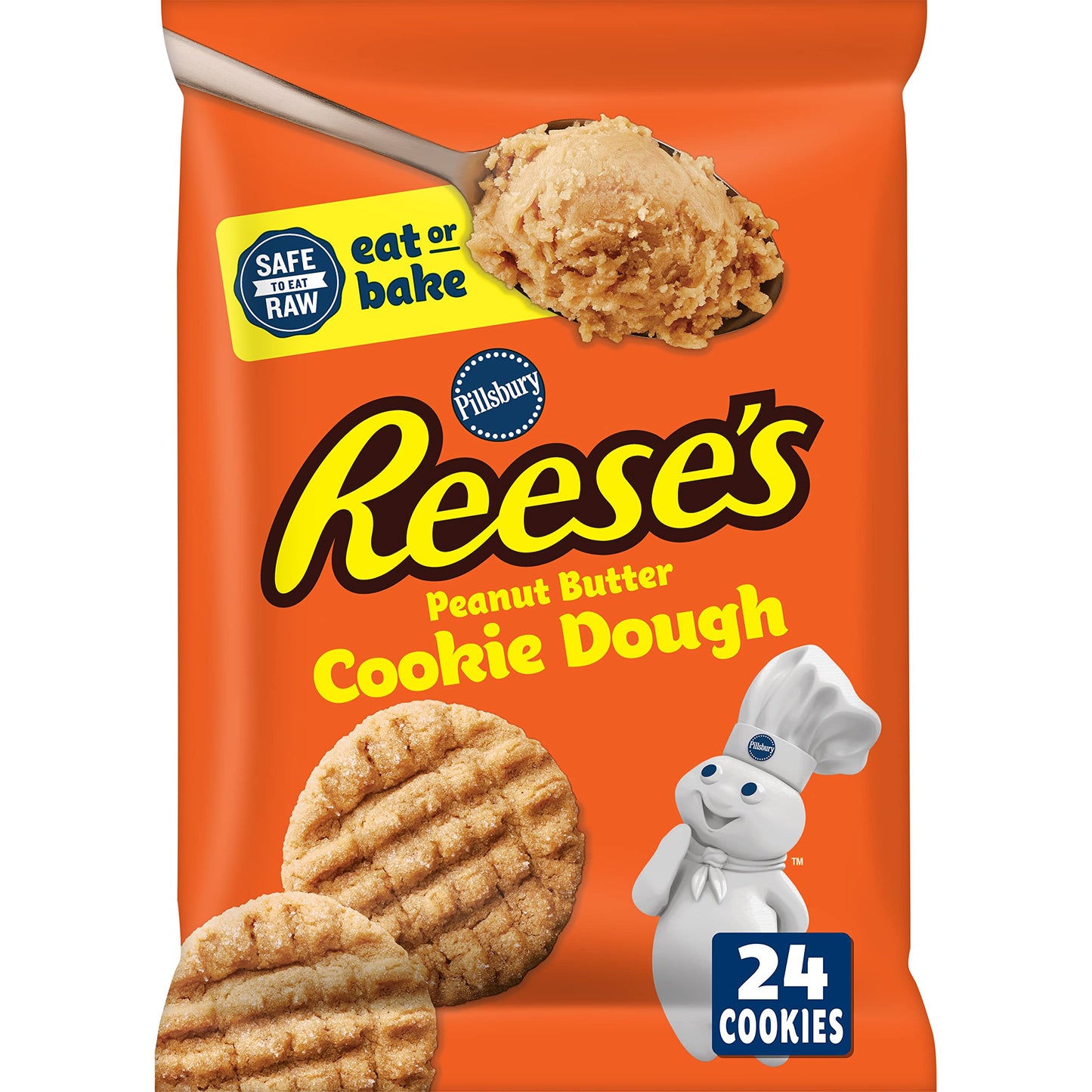 Pillsbury Ready to Bake Cookie Dough, REESES Peanut Butter, Makes 24 Cookies, 16 oz