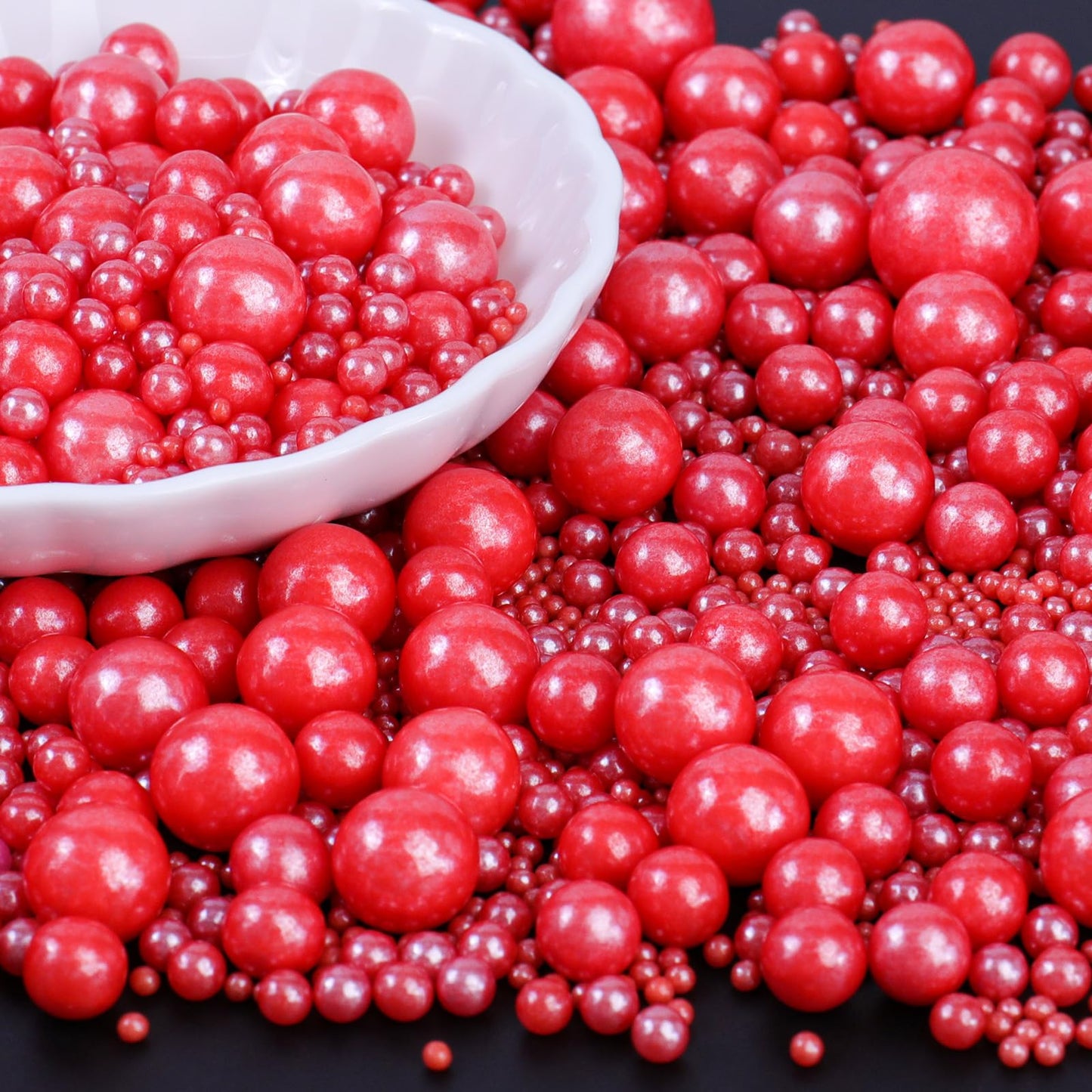 Red Pearl Sprinkles For Cake Decorating  Pearl Sugar In Mix Sizes 130G/4.6Oz  Baking Cupcakes  Donuts  Macarons Baking Toppings  Wedding Celebration Birthday Party Supplies