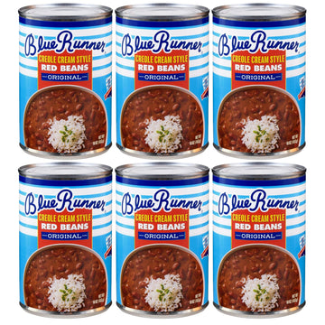 Blue Runner Creole Cream Style Red Beans 16 Oz (Pack Of 6) - New Orleans Best Authentic Red Beans - Slow Cooked to Perfection - 