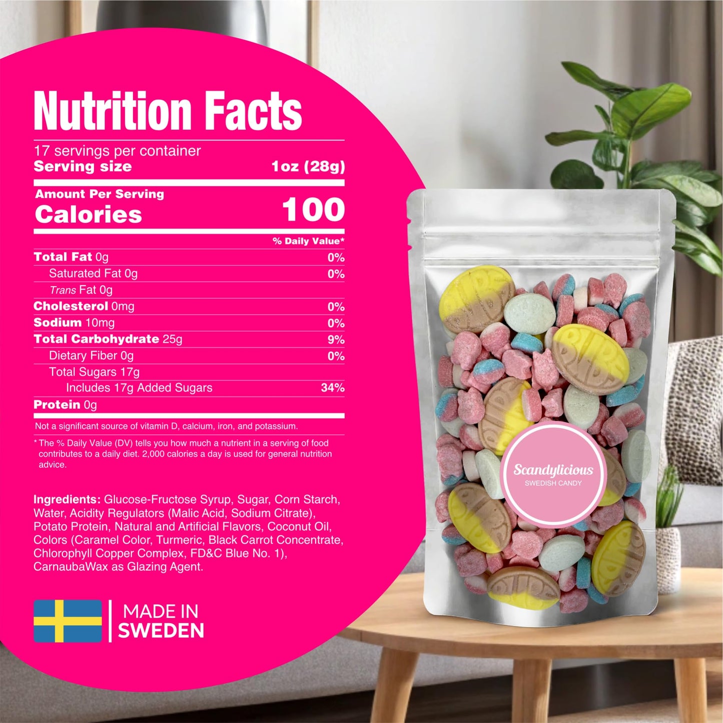 Scandylicious Swedish Candy Mix - Vegan Sour & Sweet Sampler, 1 LB, Gelatin-Free
