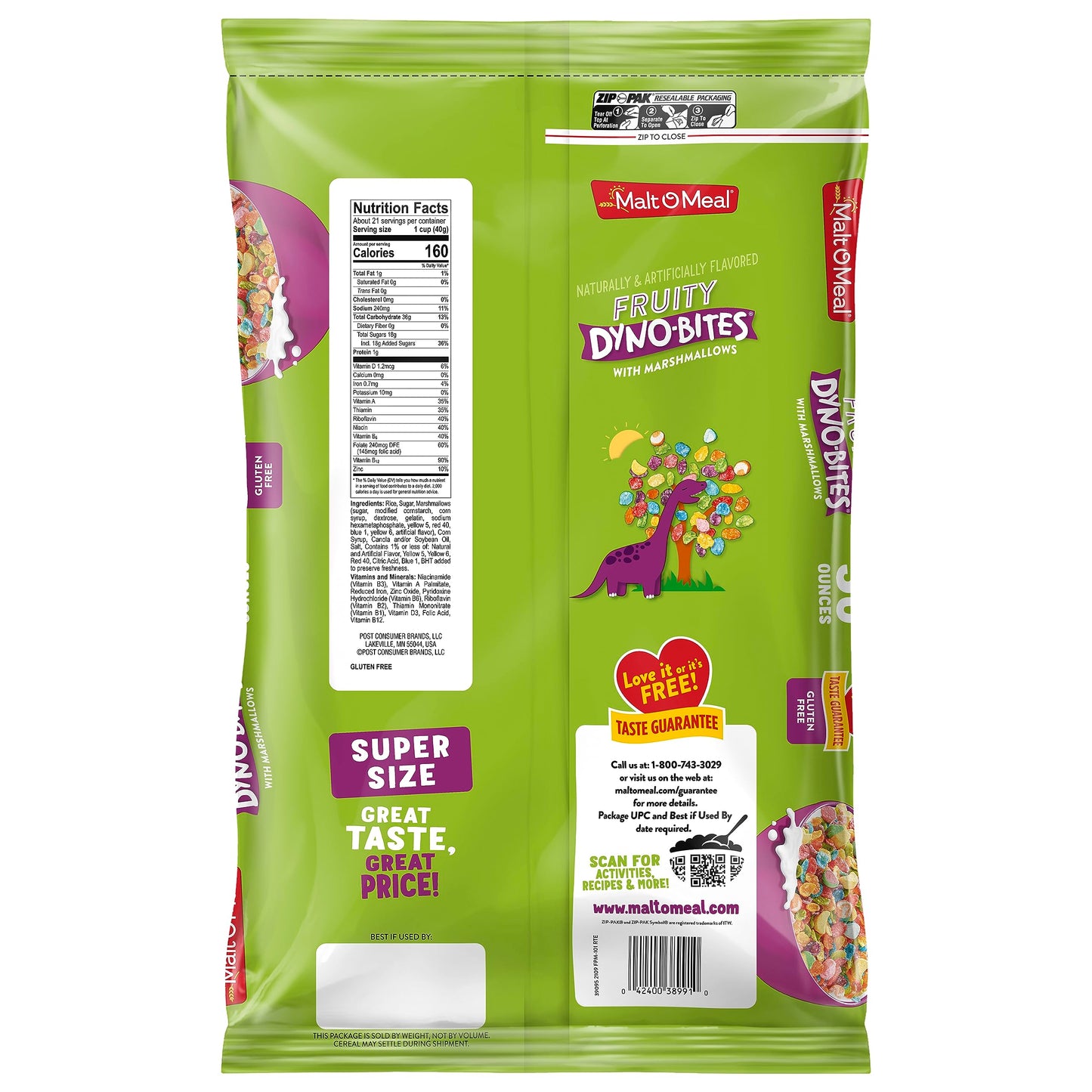 Malt-O-Meal Fruity Dyno Bites Cereal with Marshmallows, Gluten Free Breakfast Cereal, Marshmallow Cereal with Fun Fruity Flavor,