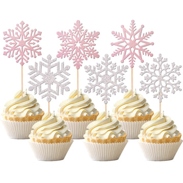 36 Pcs Snowflake Cupcake Toppers Glitter Winter Frozen Theme Cupcake Picks Little Snowflake Cake Decorations For Winter Wonderla