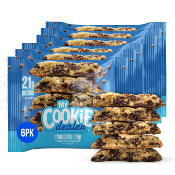 My Cookie Dealer Soft Baked Protein Cookies, Chocolate Chip (6-Pack, 4Oz Cookie) - 21G Protein Per Cookie (Made With Raw Nutriti