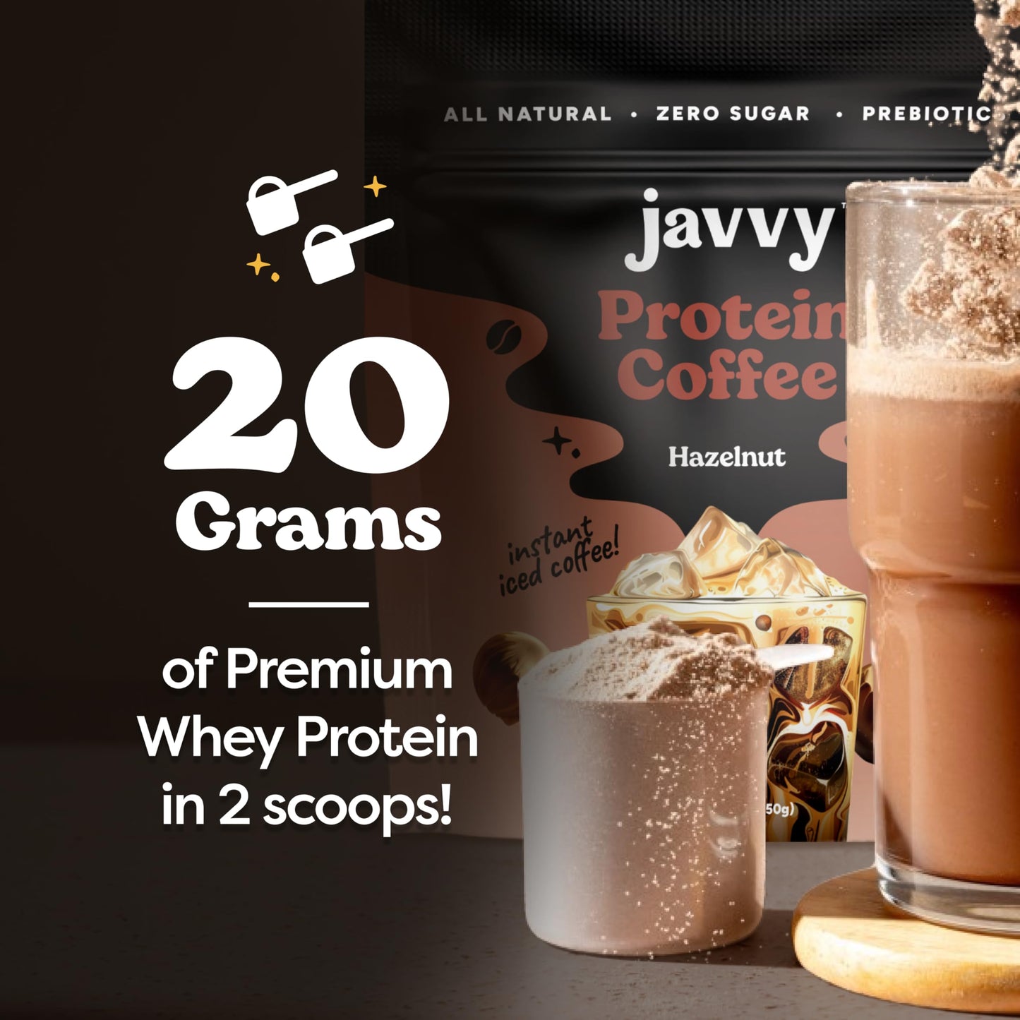 Javvy Protein Iced Coffee - 20 Servings, Brown, Pack of 1