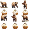 Ercadio 24 Pack Brown Bear Cupcake Toppers Brown Bear Cupcake Picks Animal Cupcake Picks Brown Bear Birthday Cupcake Decorations