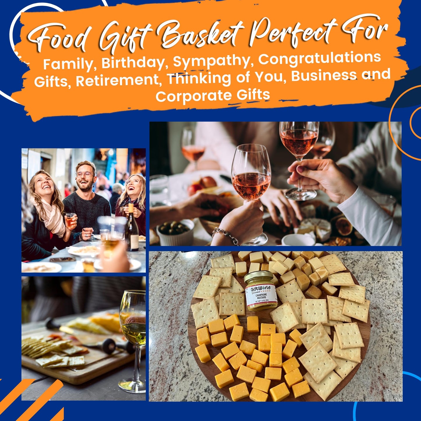 GiftWorld Cheese Gift Baskets Assortment Bundle - 5 Gourmet Food Items for Charcuterie Board, 24 Ounce