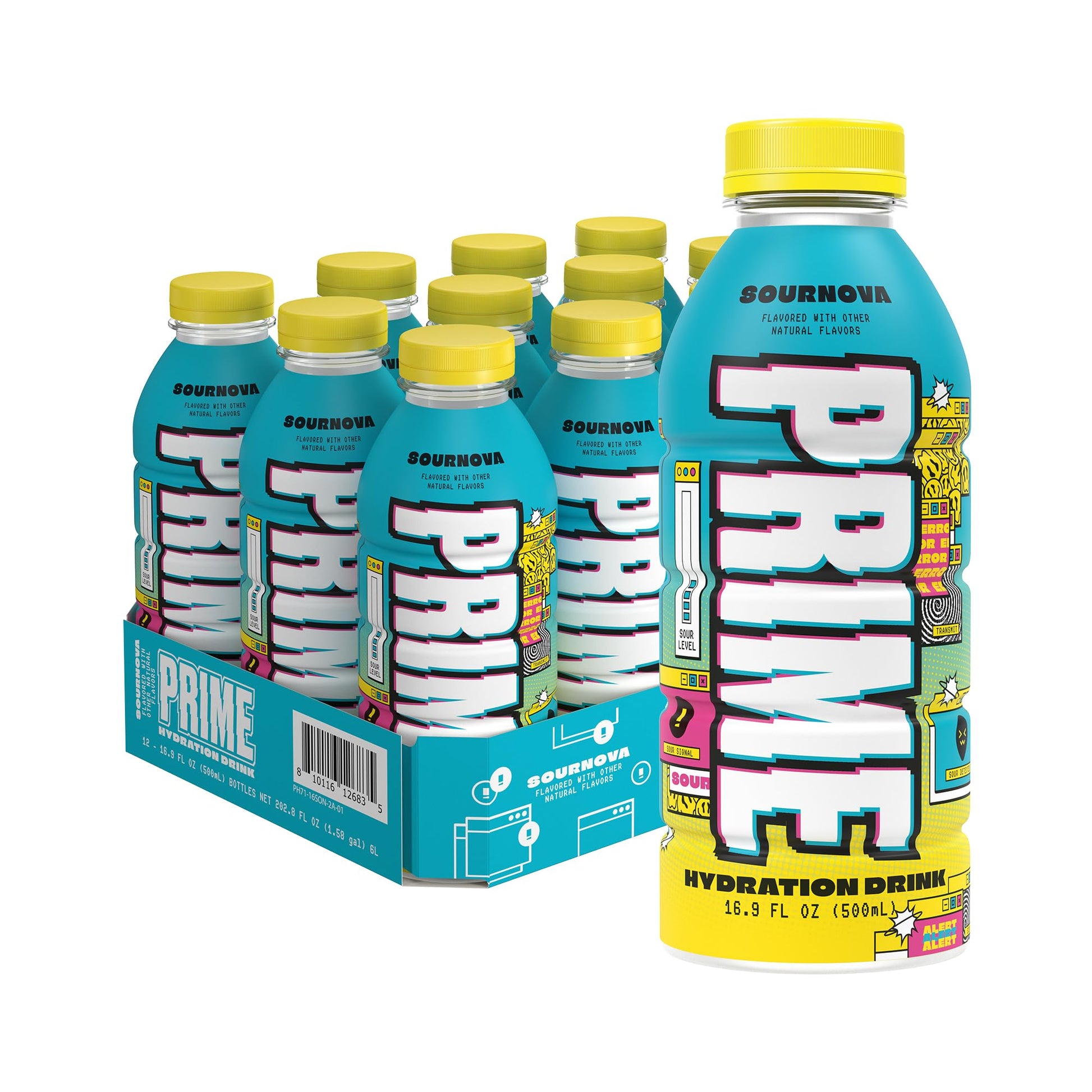 Prime Hydration Sournova  Sports Drinks  Electrolyte Enhanced For Ultimate Hydration  250Mg Bcaas  B Vitamins  Antioxidants  Low Sugar  16.9 Fl Oz  12 Pack