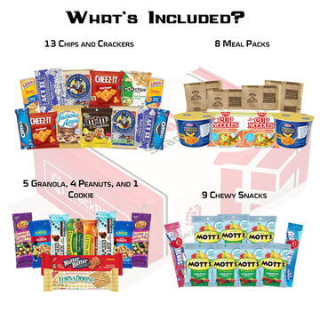 Snack Box College Student Snack Assortment Variety Care Package (40 Count) Holiday, Employee Appreciation, Office, Breakroom, Final Exams, Graduation, Teachers, Back To School, Birthday, Quick Meals, Dorm Food Study Snacks