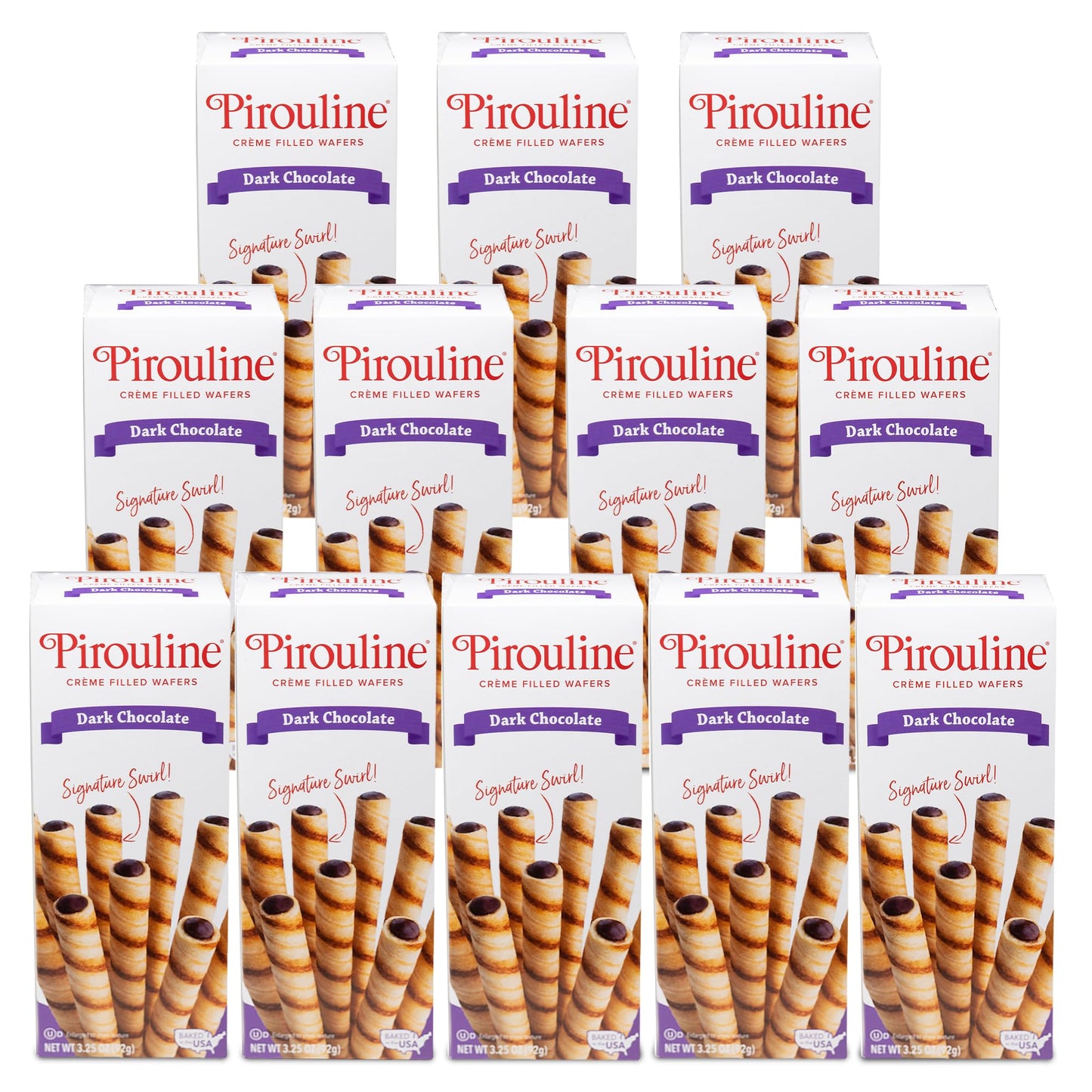 Pirouline Rolled Wafers – Dark Chocolate – Rolled Wafer Sticks, Crème Filled Wafers, Rolled Cookies For Coffee, Tea, Ice Cream, Snacks, Parties, Gifts, Birthdays – 3.25Oz Carton 12 Pack
