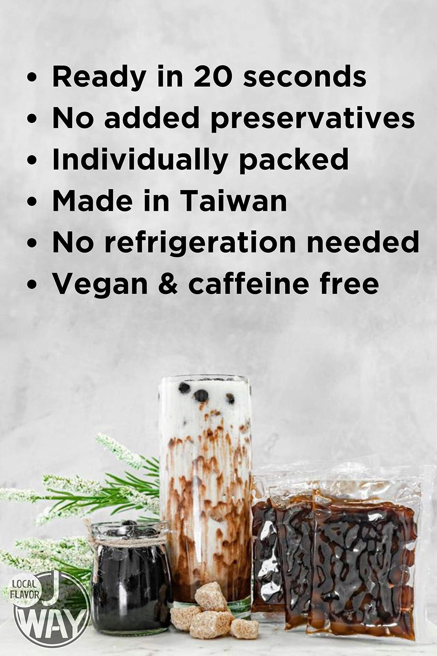 J Way Local Flavor Boba Authentic Instant Tapioca Boba Pearls Bulk,60 Servings Black For Milk Tea,Smoothies And Desserts,Brown S