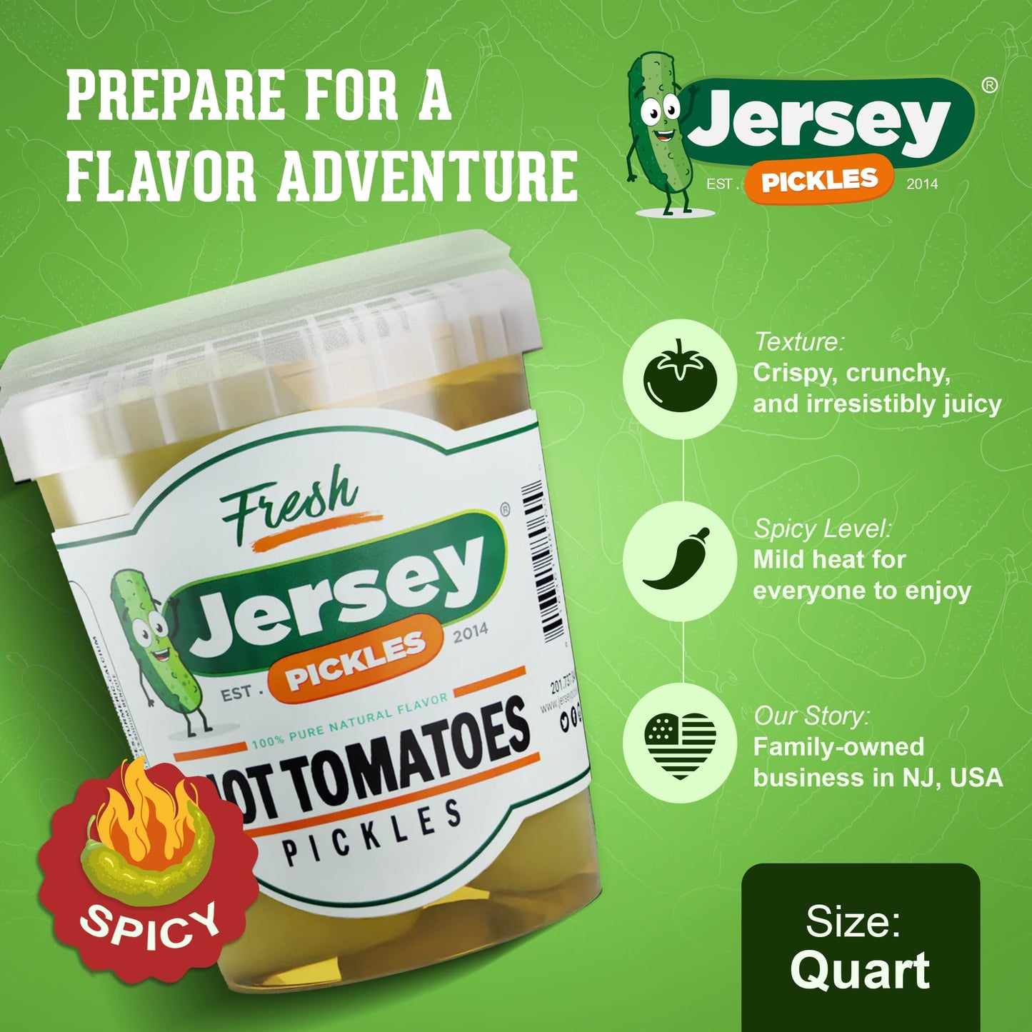 Jersey Pickles - Hot Pickled Tomatoes (Quart)