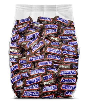 Yummy Chew Snickers Fun Size Candy Bars - Bulk Pack of 25 - Individually Wrapped Chocolate Candy