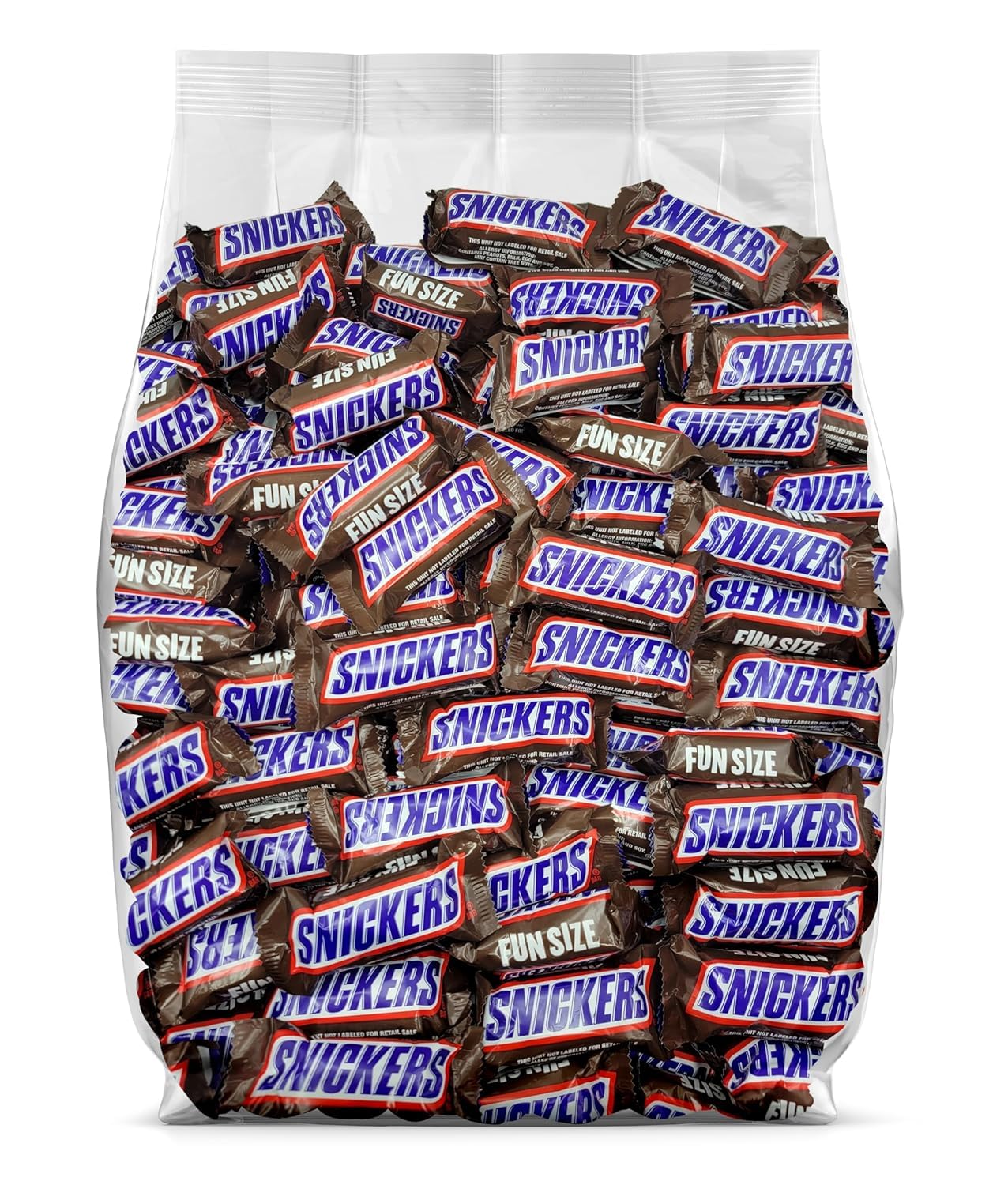 Snickers Chocolate Candy Bars - Fun Size Snickers Candy Bars - Individually Wrapped Bulk Snickers Chocolate Bars - Snickers Milk Chocolate  Peanut  and Caramel Bars - Bulk Candy Bag (Pack of 65)