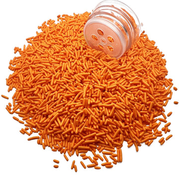 Se Si&Moos Orange Jimmies Sprinkles Edible Orange Sprinkles Soft Jimmies Soft Sprinkles For Topping Ice Cream, Cookies, Cakes, C