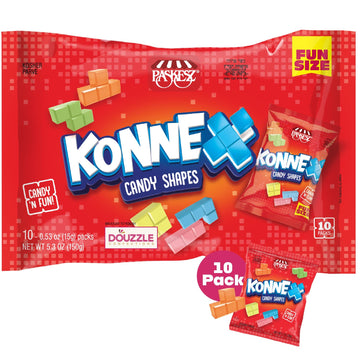 DOUzzle Konnex Candy Shapes, Edible Building Blocks (10 Count, Pack of 1) Individually Wrapped Candies, Birthday Party Favors, G