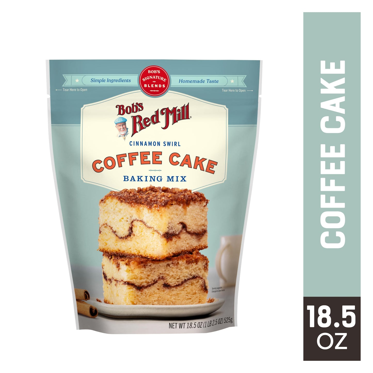 Bobs Red Mill Cinnamon Swirl Coffee Cake Baking Mix - 18.5 oz Bag (Pack of 1)  Simple Clean Ingredients  Homemade Taste  Non-GMO