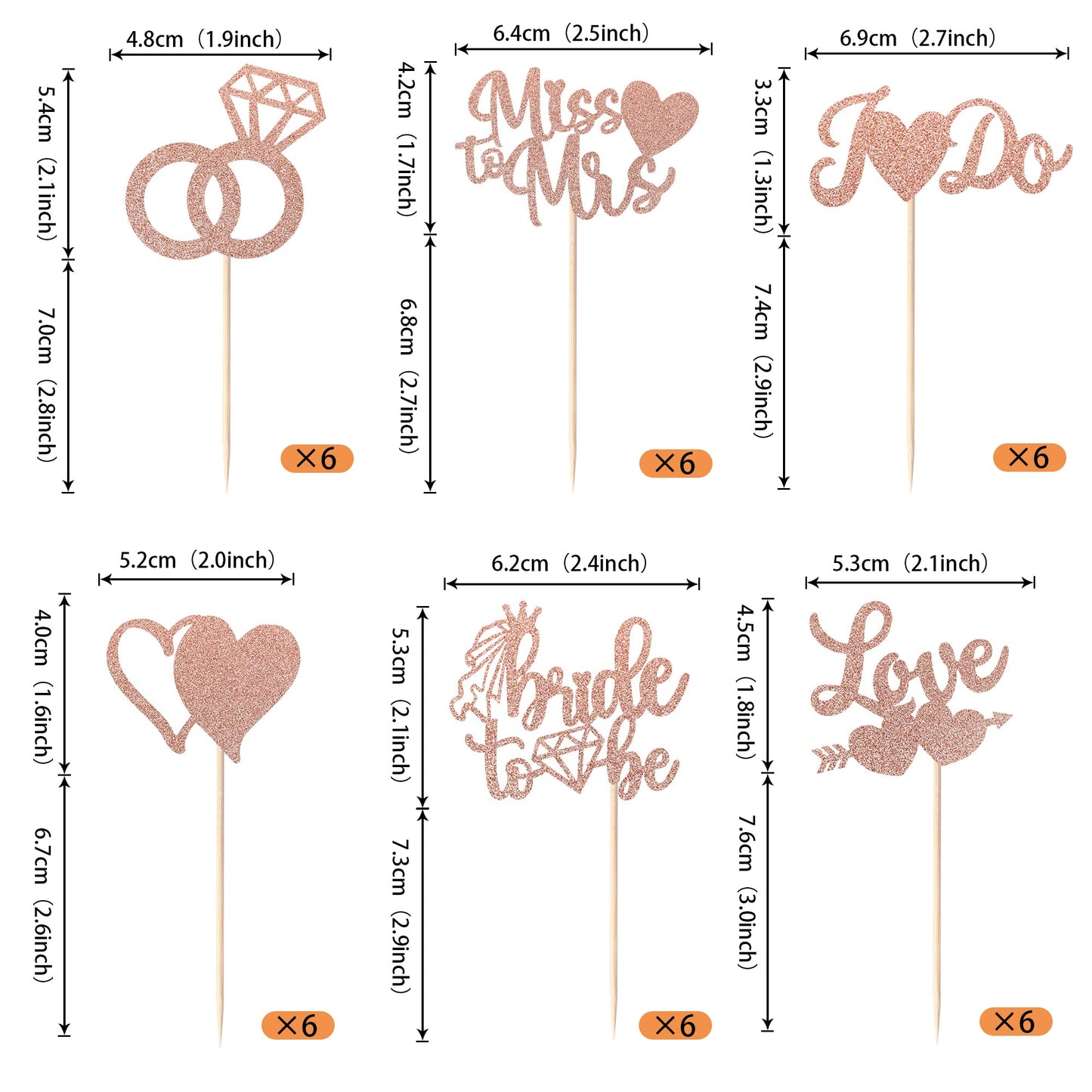 36 Pack Bridal Shower Cupcake Toppers Glitter Diamond Ring, Love I Do Cupcake Picks Miss To Mrs Bridal Shower Wedding Engagement Bachelorette Party Cake Decorations Supplies Rose Gold