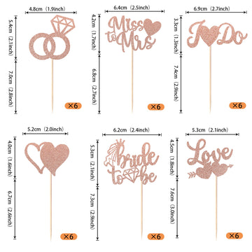 36 Pack Bridal Shower Cupcake Toppers Glitter Diamond Ring, Love I Do Cupcake Picks Miss To Mrs Bridal Shower Wedding Engagement Bachelorette Party Cake Decorations Supplies Rose Gold